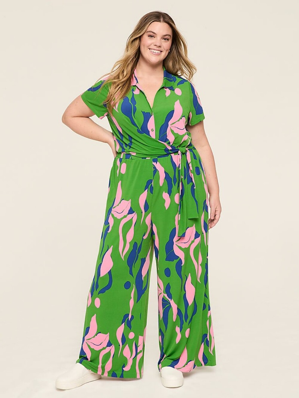 Printed Tie-Waist Jumpsuit